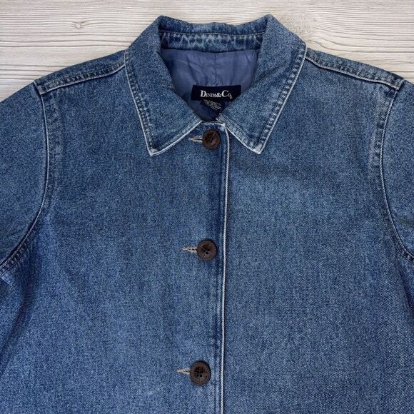 Denim & Co Long Barn Chore Coat Women's Medium, Trench Jean Lined Vintage Y2K - Picture 5 of 13